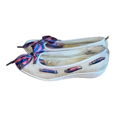 Sperry Ladies Ribbon Scarf Wedge Natural Gatsby Size 6 - Picture 1 of 9